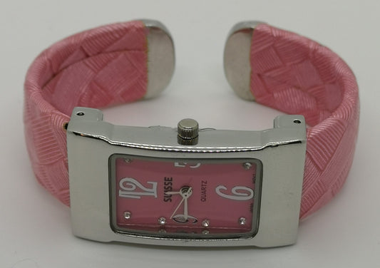 Pink bangle style fashion watch with large numbers