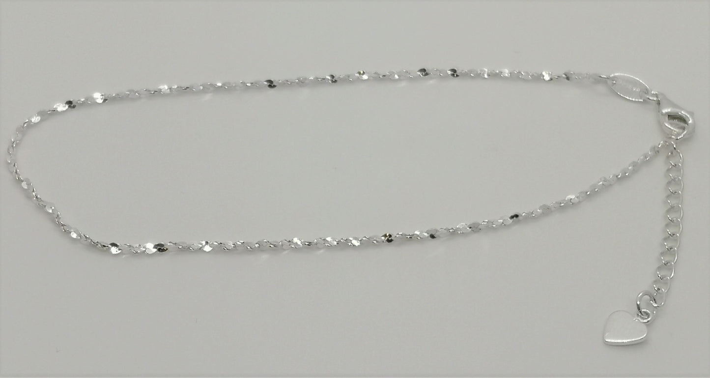 Sterling silver twisted serpentine adjustable anklet