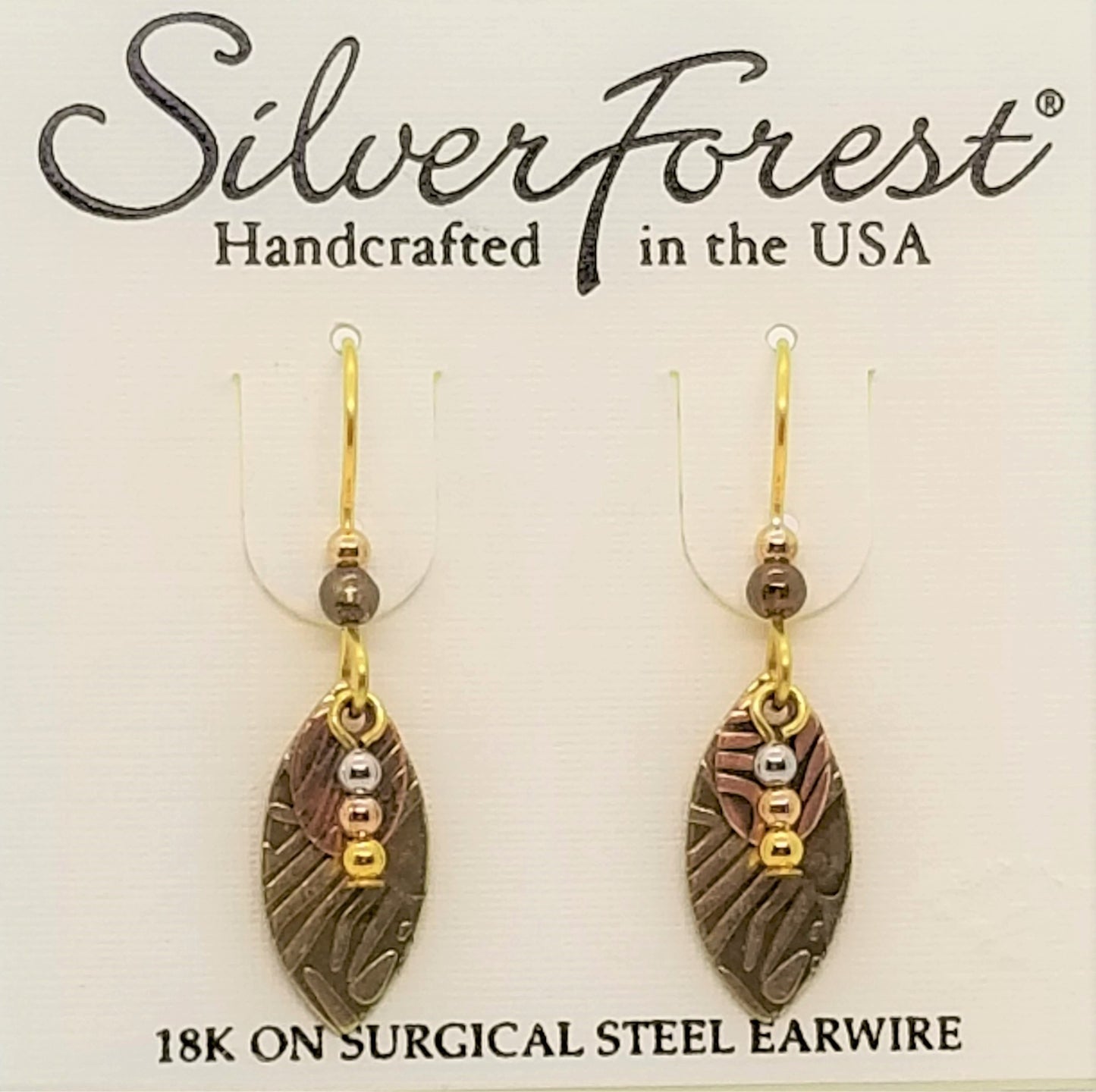 Silver forest 18kt gold plated surgical steel ear wires earrings